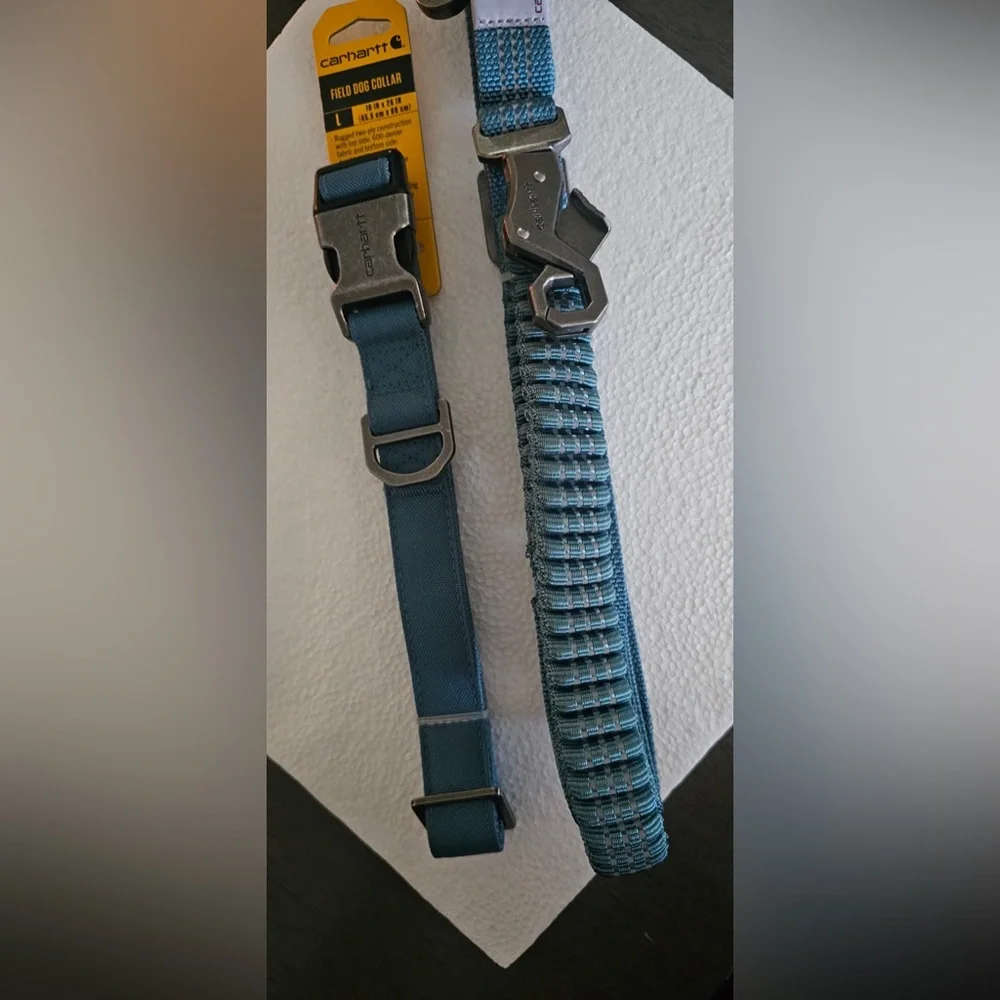 Carhartt Teal Field Dog Collar (L) and Carhartt Teal Shock Absorbing Leash (L)